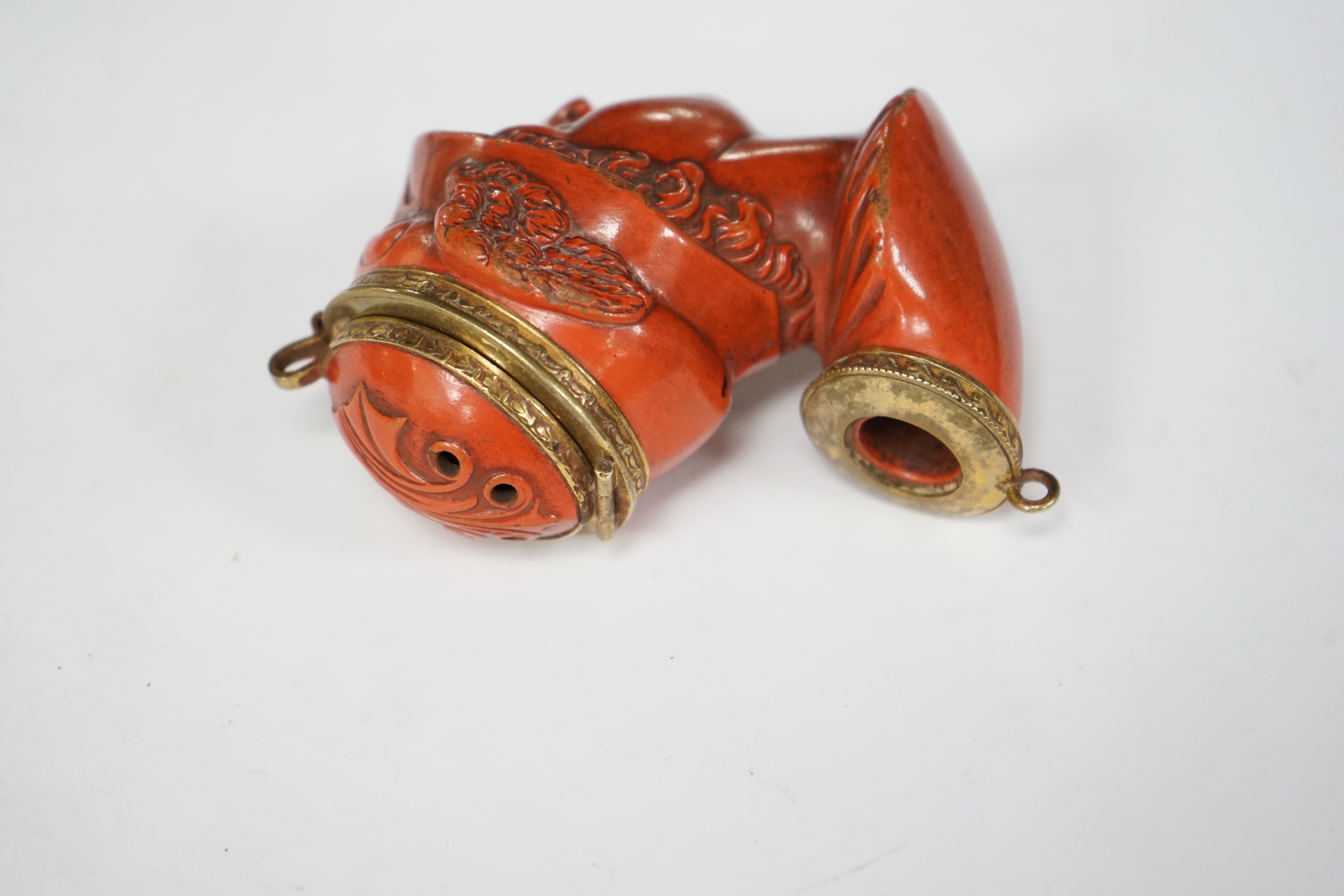 A 19th-century French terracotta pipe modelled as the bust of Hermes, approximately 10cm high
